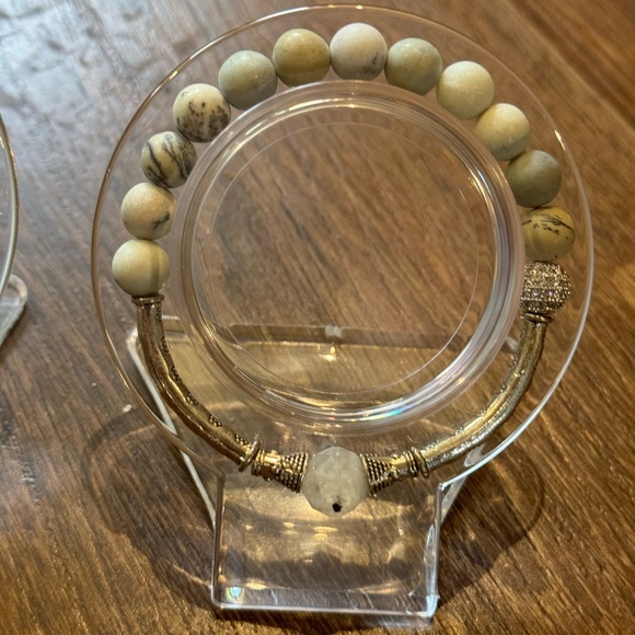 4 bracelets new handcrafted silver bangles moonstone agate glow-in-dark jasper - Picture 5 of 11